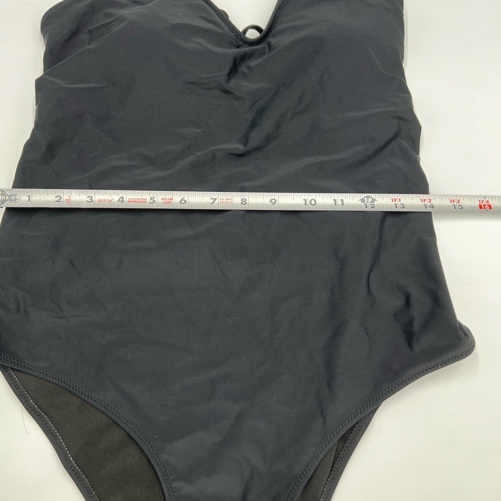 Ekouaer Womens Black One Piece Swimsuit V-Neck Lace Up Back Bodysuit NWT - Picture 12 of 13